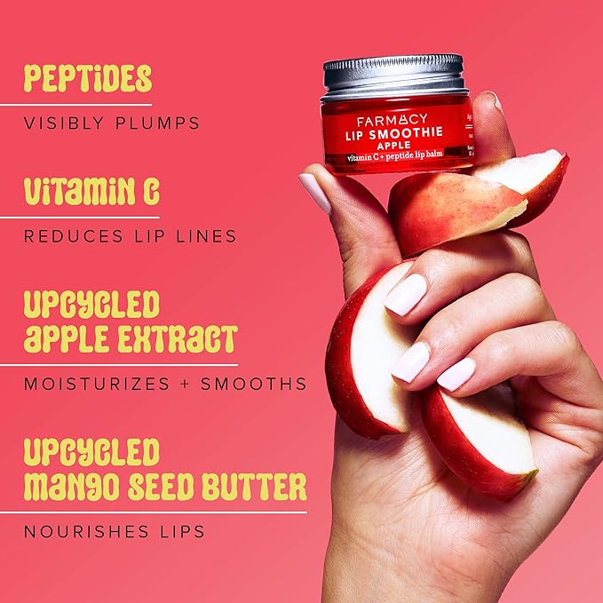 Farmacy Plump + Shine Lip Smoothie Duo - Peptide Lip Balm - Lip Moisturizer & Plumper with Vitamin C - Apple & Mango with High Gloss Finish