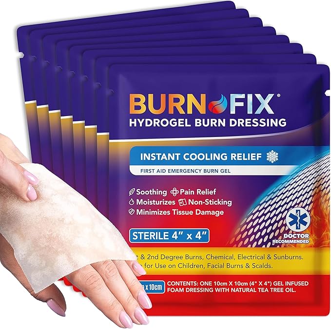 BurnFix® Burn Kit First Aid Recommended by Doctors, Comprehensive 25pcs First Aid Kit Includes First Aid Burn Cream, Burn Dressing, Gloves, Scissors, Wipes Burn Relief - Sunburn, Flame Burn, Burn Care