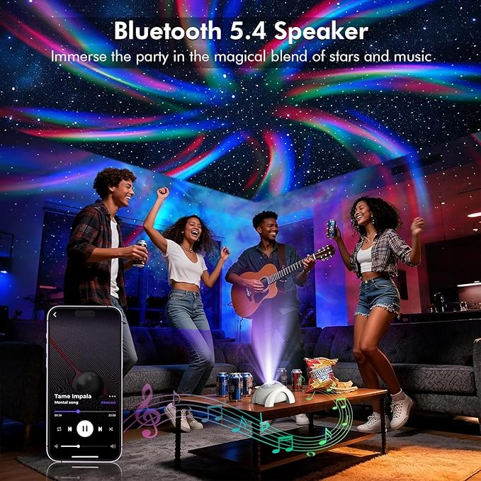 Rossetta Galaxy Projector, Star Projector for Bedroom with Bluetooth Speaker & White Noise, Remote, Timer, Night Light for Kids Room Decor, Party, Birthday & Christmas Gifts for Adults Teen Girls Boys