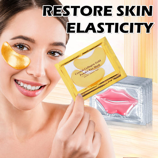 AOAZXBB 30 PCS Lip Mask Under Eye Mask 24K Gold Eye Mask,Moisturizing Nourishing Lip Mask for Dry Lips,Eye Patches for Puffy Eyes Dark Circles