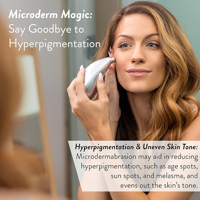 Microderm GLO Diamond Microdermabrasion Machine and Suction Tool - Clinical Micro Dermabrasion Kit for Anti Aging, Advanced Home Facial Treatment System, Blackhead Remover & Exfoliator for Acne Scars