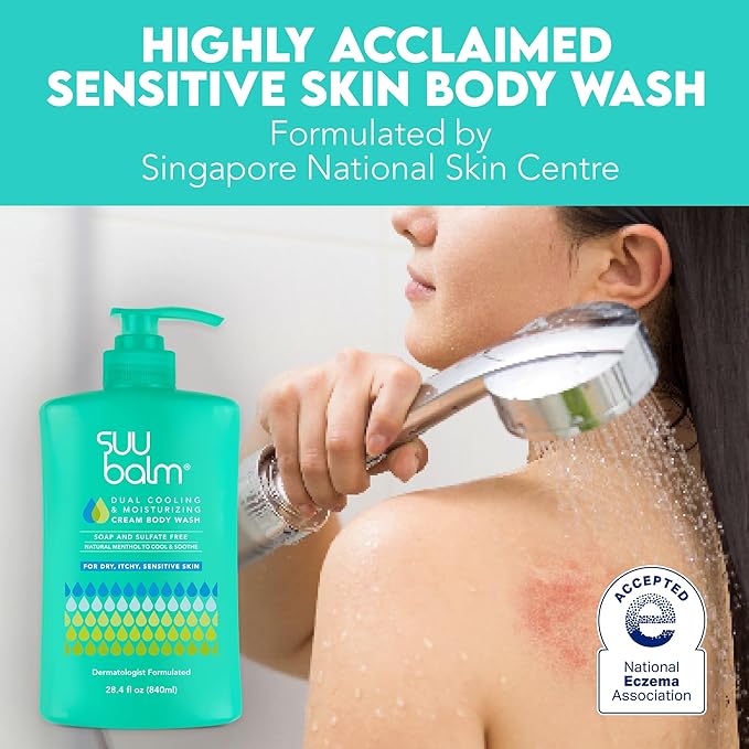 Anti Itch Body Wash, Psoriasis Body Wash, Eczema Body wash for adults, Moisturising Cleanser for Dry Itchy Relief, Derm-Formula, Menthol & Shea Butter, Sulfate Free, 28.4 fl oz