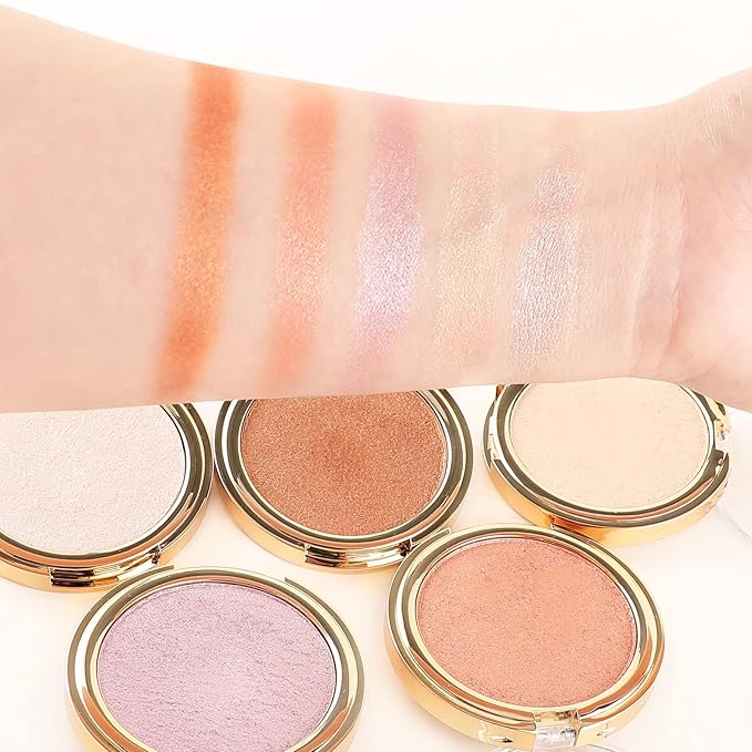 Boobeen Highlighter Powder Palette - Glow Shimmer Illuminator Brighten Skin