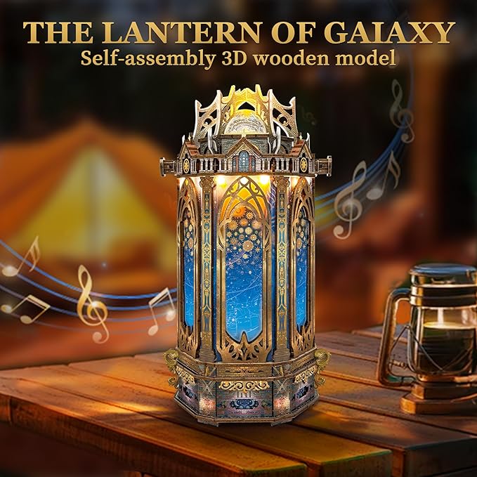 3D Wooden Puzzles for Adults 3D Puzzles Model kit Stress-Relief Toy with Mechanical Rotation Bookshelf Ideal Gift for Adults and Teens- The Lantern of Gaiaxy