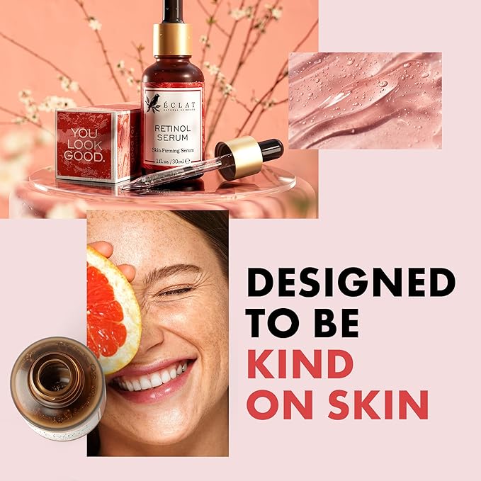 Eclat Skincare Retinol Serum for Face - Pure Retinol with Hyaluronic Acid & Vitamin E - Skin Care for Dark Spots - Anti Aging & Anti Wrinkle Formula - Resurfacing Retinoid Serum for Face 1 fl oz