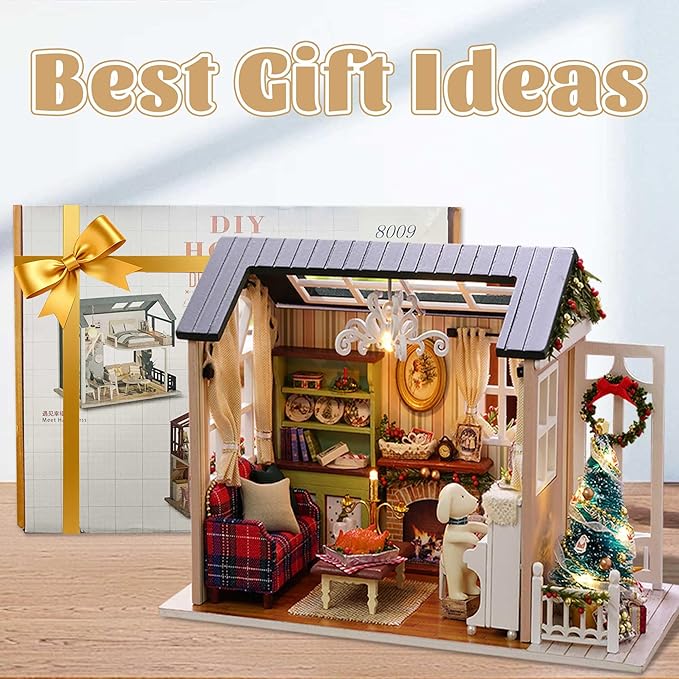 Kisoy Romantic and Cute Dollhouse Miniature DIY House Kit Creative Room Perfect DIY Gift for Friends,Lovers and Families (Sunny Holiday Time)