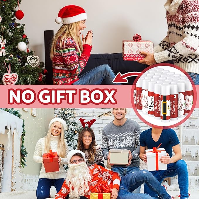50 Pieces Christmas Santa Lip Balm Moisturizing