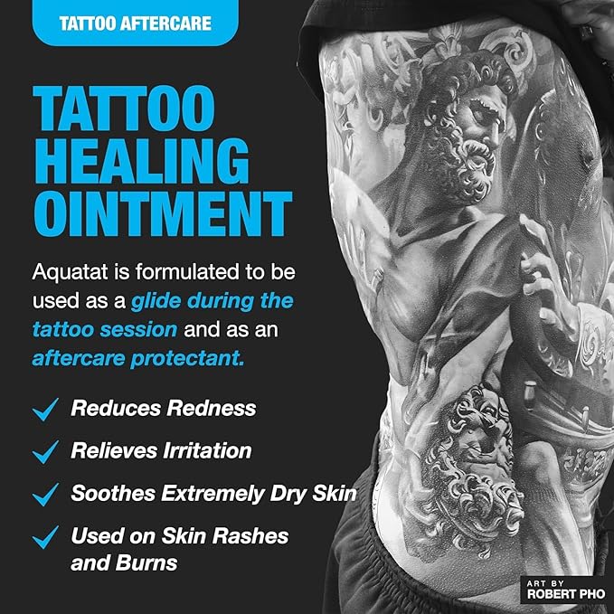 H2Ocean Aquatat Tattoo Healing Ointment - Tattoo Aftercare Cream for Tattoo Supplies - Fragrance- & Dye-Free Tattoo Care Ointment with Vitamins A & B - 0.75 oz (Pack of 2)