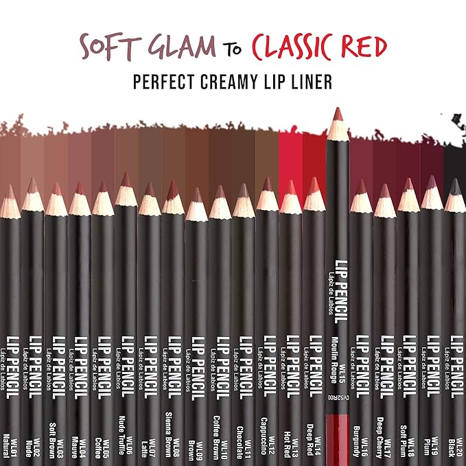 KISS New York Professional Slim Lip Pencil, Creamy Soft Lip Liner, Smooth Long-Lasting Rich Lip Color, Natural Lip Makeup, Water-Resistant Lip Crayon (Moulin Rouge)