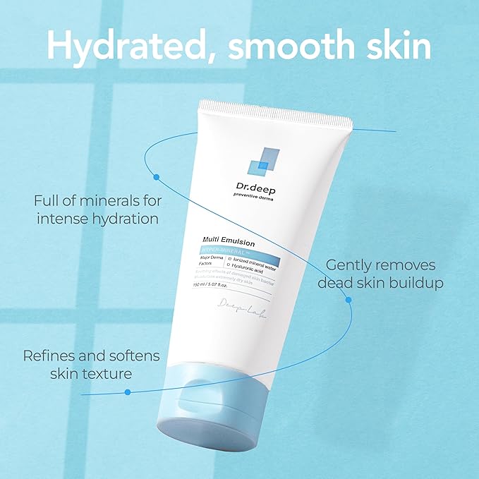 Dr.Deep Multi Emulsion - Lightweight Moisturizer for Sensitive, Dry & Itchy Skin, Hydrating Emulsion with Shea Butter & Allantoin for Skin-Barrier Repair, 5.07 fl. oz