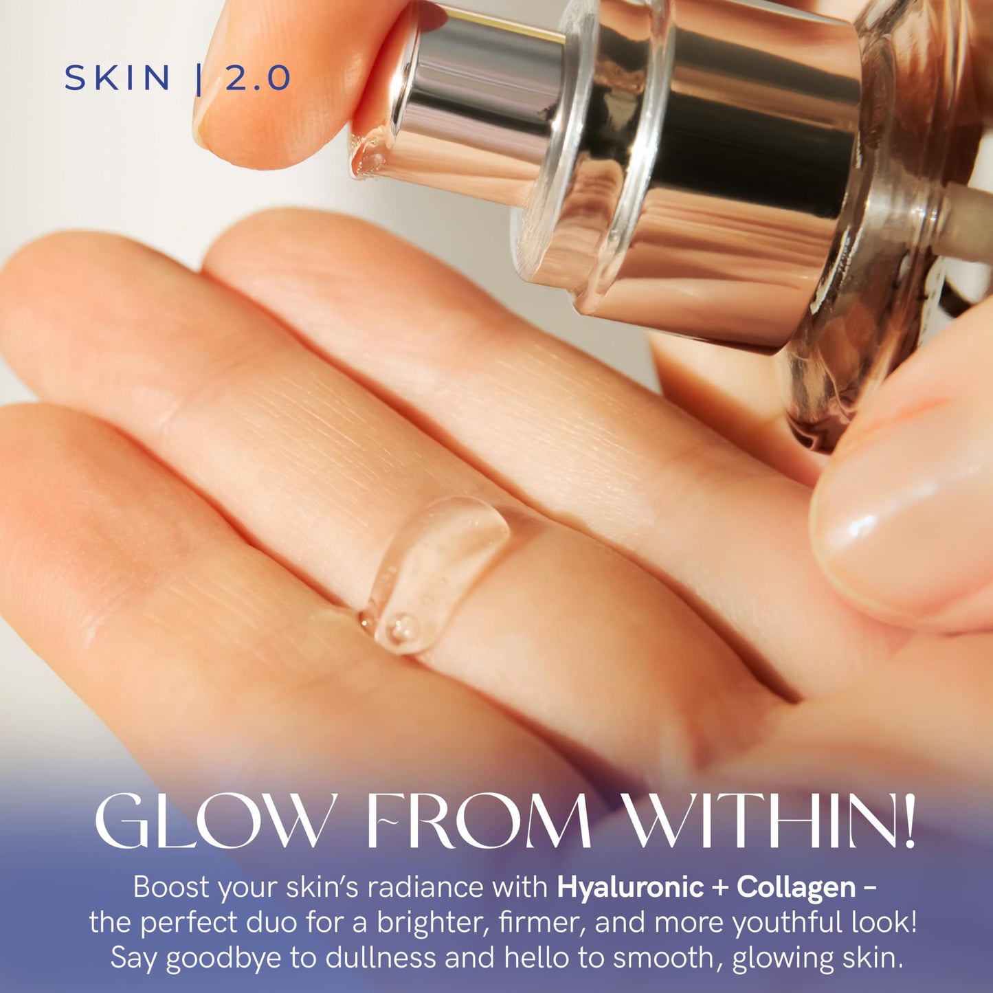 Skin 2.0 Hyaluronic Acid & Collagen Face Serum - Dermatologist Tested, Skin Tightening, Hydrating - Anti-Aging, Clean Beauty, Cruelty-Free Korean Skincare for All Skin Types - 1.69 Fl oz