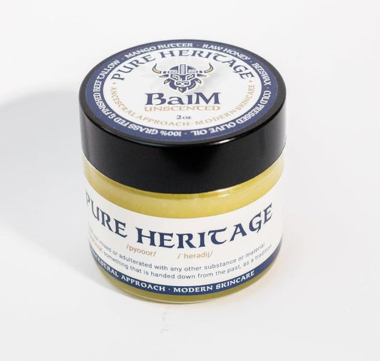Pure Heritage Handmade Tallow Balm – Unscented Grass-Fed & Finished Moisturizer & Healing Cream | Natural Care for Sensitive Skin, Eczema, Rosacea, Babies, Men & Women (4oz)
