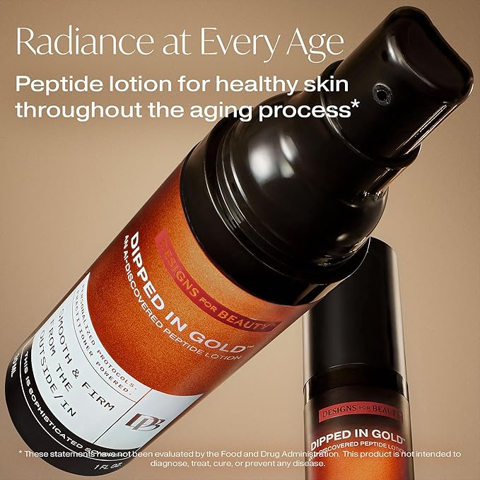 Dipped in Gold (1 Oz) - Peptide Lotion for Women with Vitamin C & Vitamin E Tocotrienols for Firm, Healthy Skin Throughout the Aging Process