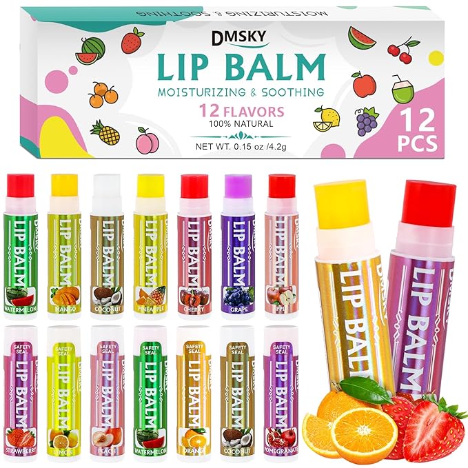 Dmsky Lip Balm 12 Pack, Colorful