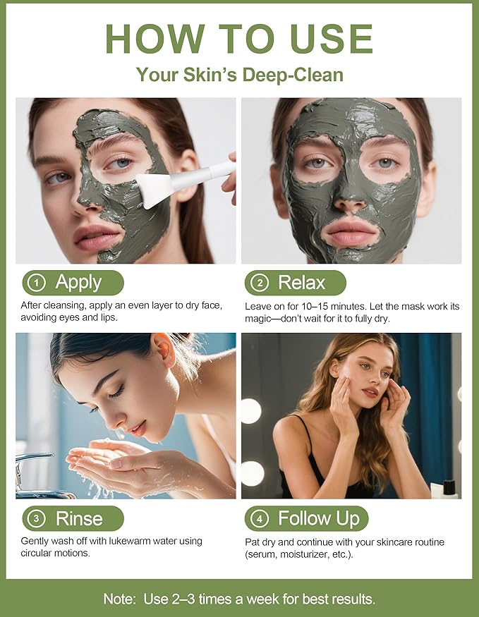 Erinde Recovery Mud Mask - Korean Wash Off Clay Mask for Face & Body, Hydrating & Moisturizing, Deep Pore Cleanser, Oil Control & Pore Minimizer, 2.54 fl oz