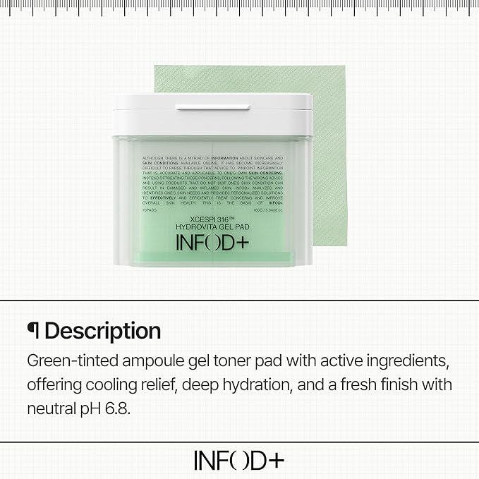 INFODPLUS HydroVita Gel Pad 70 Pads – Exosome & Ceramide Complex | Hydrating, Pore Care, Blackhead & Sebum Control, Soothing Toner Pads