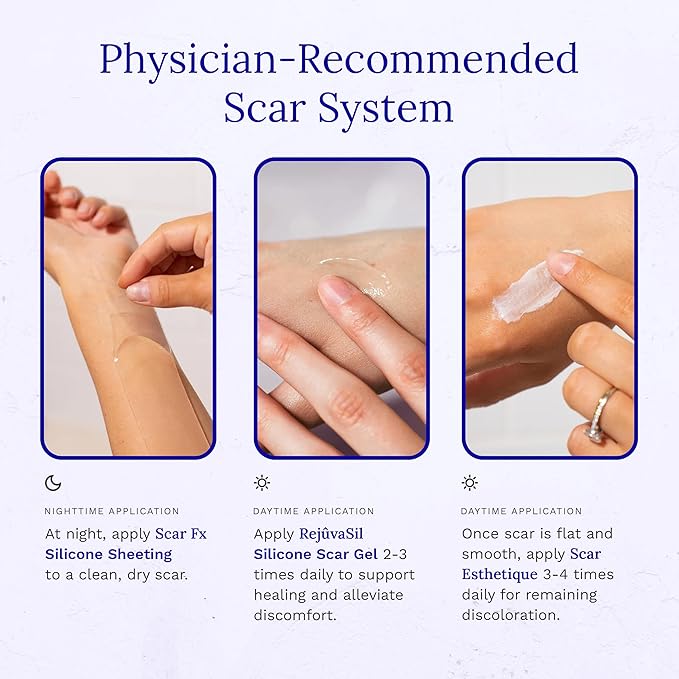 Rejuvaskin Scar Heal Kit for Breast Scars, Soften, Flatten, Reduce and Recover, Silicone Sheeting, RejuvaSil Gel & Medical Tape, Breast Piece Pair
