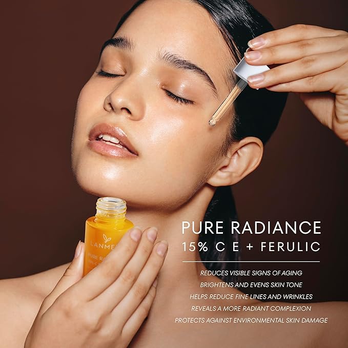 Lanmeri Ceuticals Vitamin C Serum: 15% Vitamin C, E + Ferulic Acid Face Serum for Deep Hydration, Brightening, Glowing, Anti-aging, Anti-Wrinkle - Vit C Serum for Fine Lines, Elasticity & Skin Repair