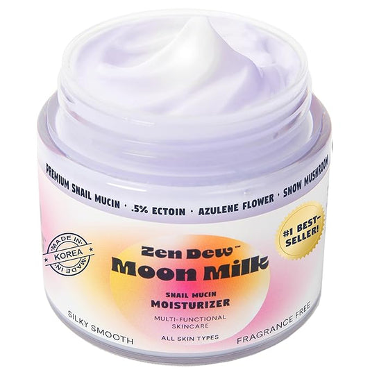 Moon Milk Snail Mucin Moisturizer Gel Cream 3.52 Oz - Blue Light Skin Protection - Korean Snail Mucin Serum Cream that Replenishes Moisture & Leaves Skin Brighter, Plumper, Soothed & Smooth - 2 Pack