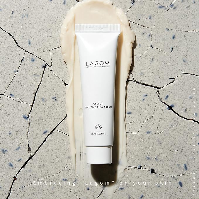 LAGOM Cellus Sensitive Cica Cream Soothing Korean Skincare with Centella and Ceramide, Sensitive Skin, Calming Balm, Face Blemish 2.02 Fl Oz