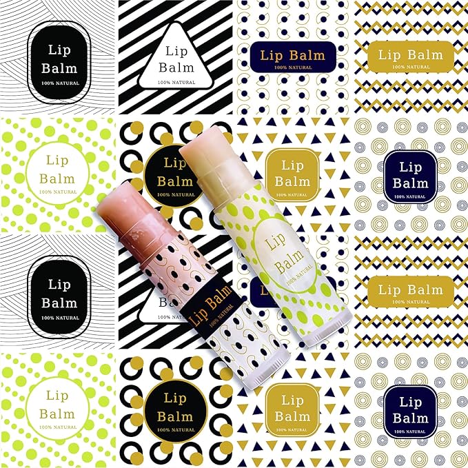 CRASPIRE Lip Balm Labels 80pcs Homemade Container（Geometry）