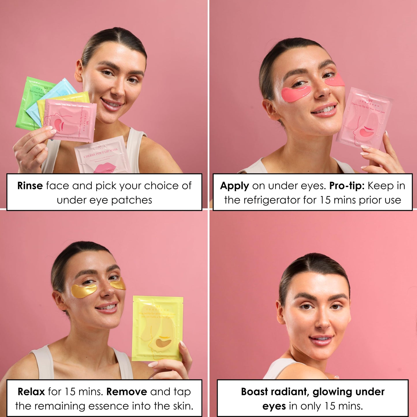 Under Eye Patches For Puffy Eyes (40 Sets) With Bonus Lip Masks - Under Eye Patches for Dark Circles and Puffiness - Under Eye Mask Treatment - Hydrating 4 Flavors Eye Masks - Reduce Dark Circles