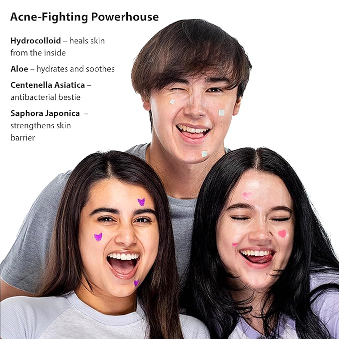 Frilliance Green Square Soothing Aloe & Hydrocolloid Acne Pimple Patches for Zits and Blemishes (18 Count, 2 Sizes) Spot Treatment Stickers for Face & Skin, Vegan and Cruelty Free