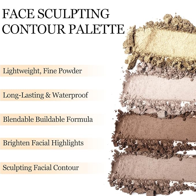 Erinde Matte Brown Contour Palette, Warm Toned Face