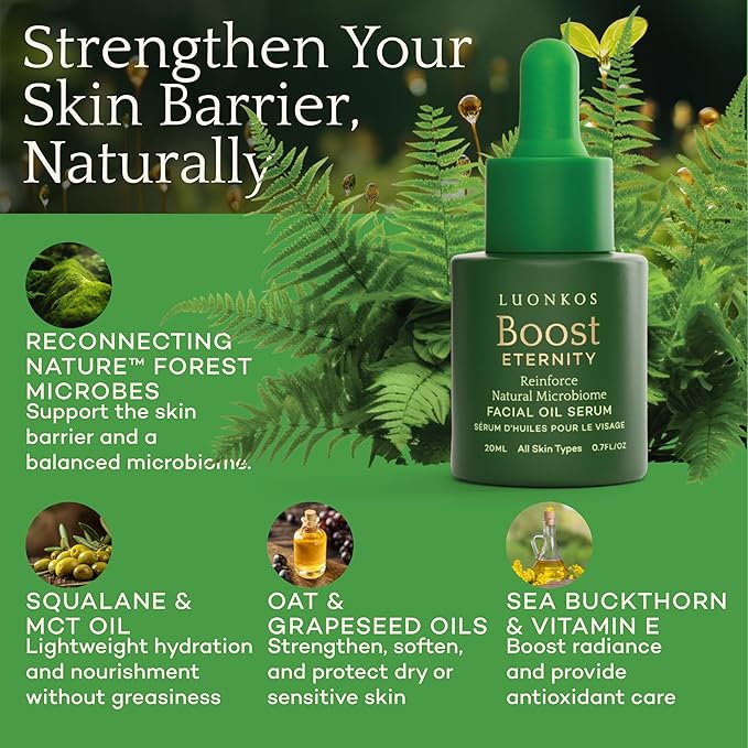 Eternity Oil Face Serum 20ml - Deep Hydration & Soothing for All Skin Types, with Forest Microbes, Squalane and Vitamin E - Revitalizes and Strengthens Skin Barrier
