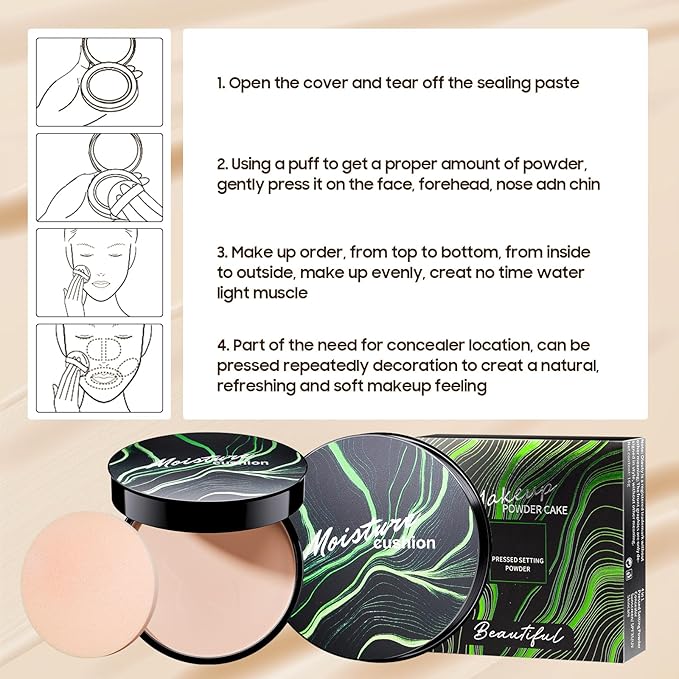 Face Setting Powder Makeup - Waterproof Long-Lasting Pressed