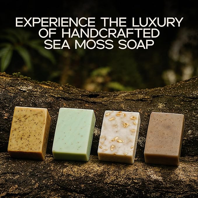 Detoxifying Sea Moss Soap - All-Natural Soap with Green Tea Matcha & Aloe Bergamot - Gentle on Sensitive Skin for Face and Body Use,Gift for Men & Women