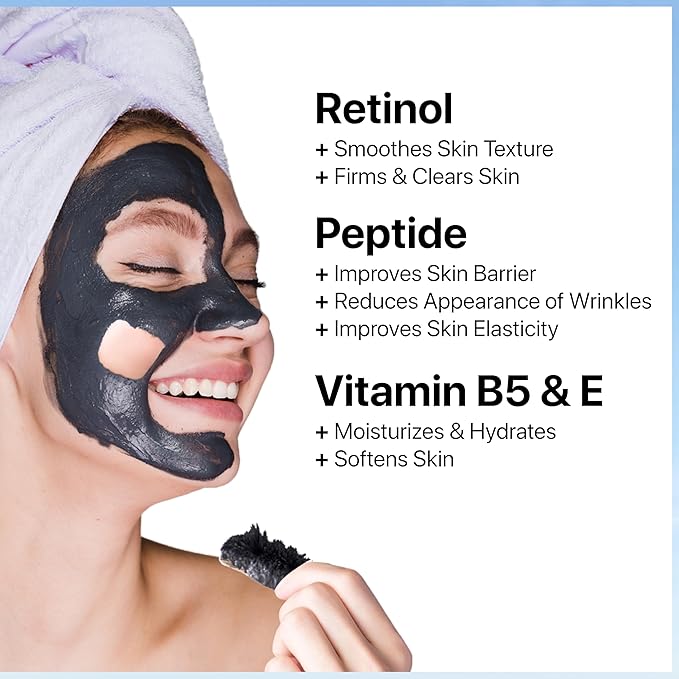 Ebanel Magnetic Dead Sea Mud Mask for Face and Body, 4.1 Oz Deep Pore Cleansing Moisturizing Bentonite Clay Face Mask for Blackheads with Retinol, Rosehip, Avocado Oil, Argan Oil, Peptide