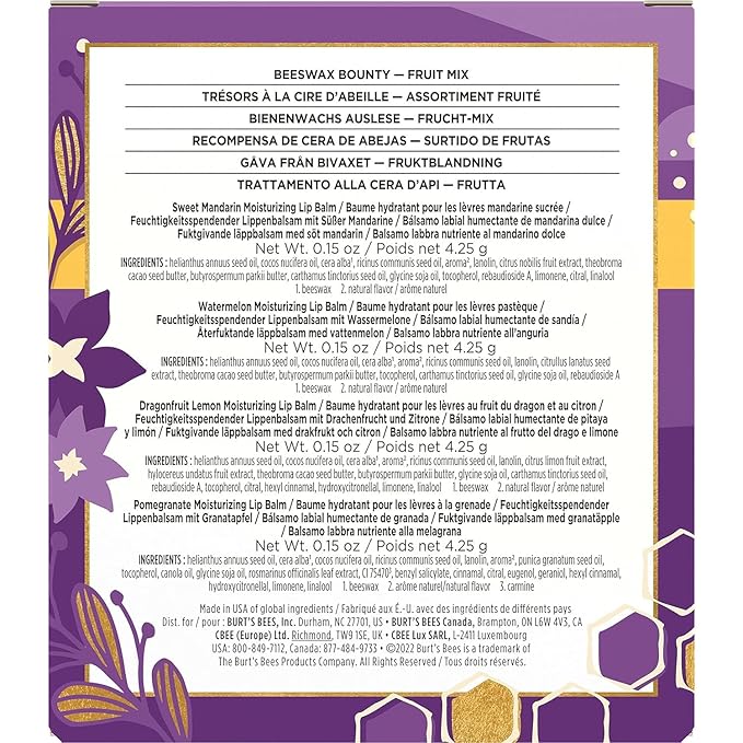 Burt's Bees Holiday Gift, 4 Lip Watermelon