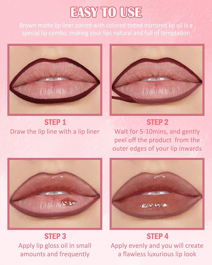 Brown Peel Off Lip Liner Stain & Pink Lip