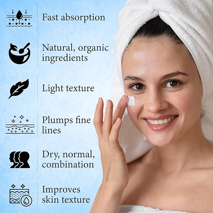 Florencia Ultra Peptide Cream - Nourishing, Organic Face Moisturizer with Hyaluronic Acid & Matrixyl 3000 - Hydrates, Rejuvenates, Firms, Improves Fine Lines - Natural & Vegan, 2 oz