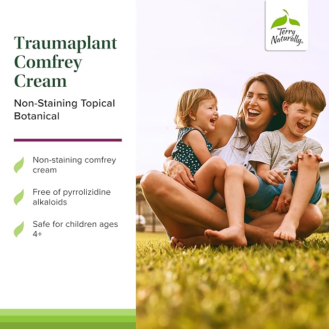 Terry Naturally Traumaplant Comfrey Cream - Non-Staining Herbal Cream - Clinically Studied and Free of Pyrrolizidine Alkaloids - for External Use Only - 1.76 oz