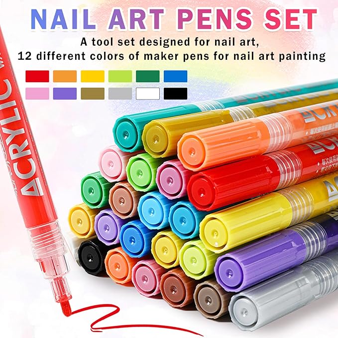 12 colors nail art pens