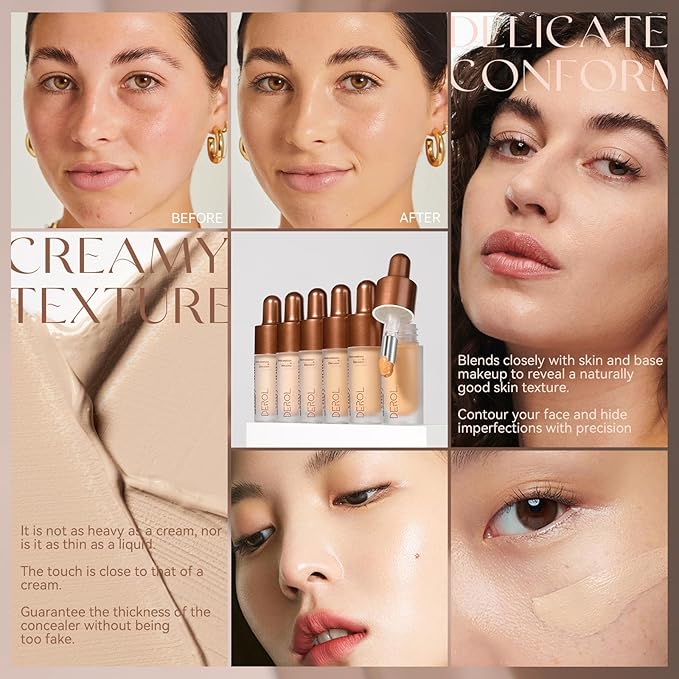 Foundation Makeup,Soft Beige Full Coverage Foundation Makeup（Built-in brush）Vegan Face Makeup(05#)