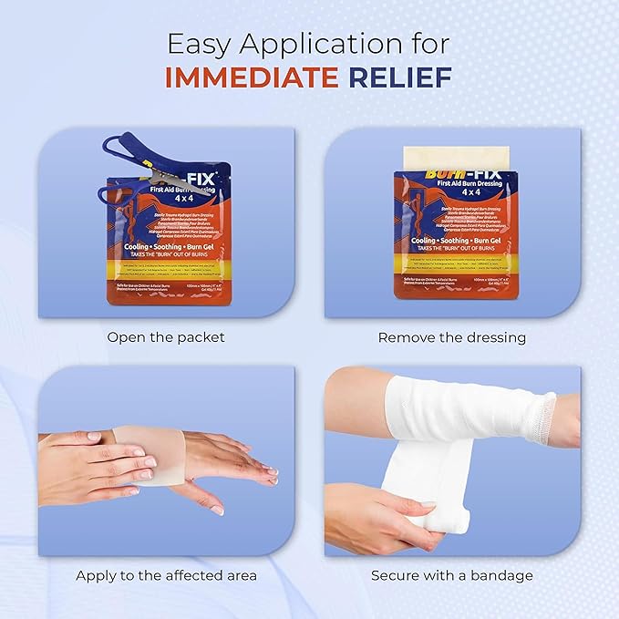 BurnFix® Burn Kit First Aid Recommended by Doctors, Comprehensive 25pcs First Aid Kit Includes First Aid Burn Cream, Burn Dressing, Gloves, Scissors, Wipes Burn Relief - Sunburn, Flame Burn, Burn Care
