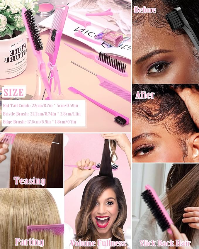 Hair Wax Stick Slick Back Hair Brush Set – Flyaway & Frizz Control for Sleek Ponytails, Buns, and Updos – Hair Accessories for Ballet, Dance Recitals, and Gifts