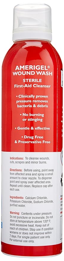 AMERIGEL Total First Aid Bundle - Small - Hydrogel Wound Dressing Moisture Rich Healing Gel (3 oz.) - Saline Wound Wash First Aid Cleansing Solution (7.1 oz.) - Bordered Gauze