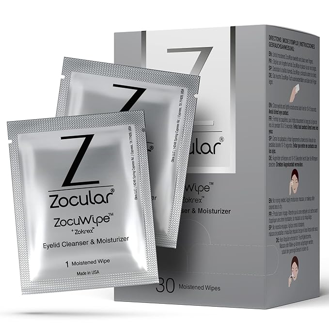 ZocuFoam Eyelid Cleanser and ZocuWipe Eyelid Wipes Bundle - Eye Care for Dry and Irritated Eyes - 30 ct