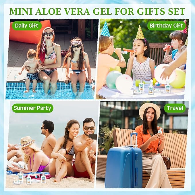 12 Pcs Mini Aloe Vera Gel Bulk for Summer Wedding Party 1oz Soothing Moisture Aloe Gel Bulk Travel Size for Thank You Gifts Summer Beach Wedding Party (Beach)