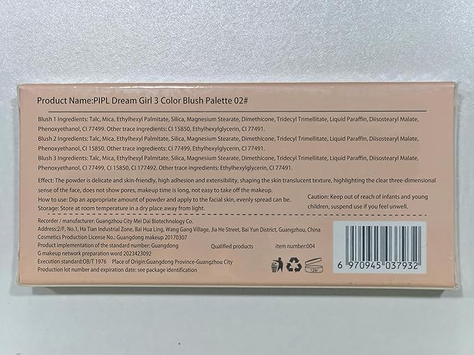 3 Color Matte Pink Blush Palette with Brush,