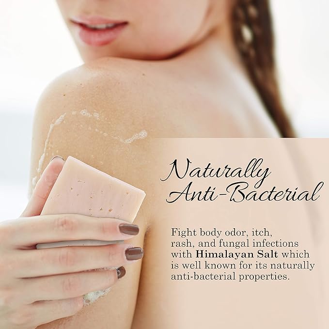 Himalayan Salt Soap Bars with Sea Salt & Shea Butter – 4 Soap Bars, Handmade in USA, All Natural, Non-GMO, Unscented (4.5 oz Each)