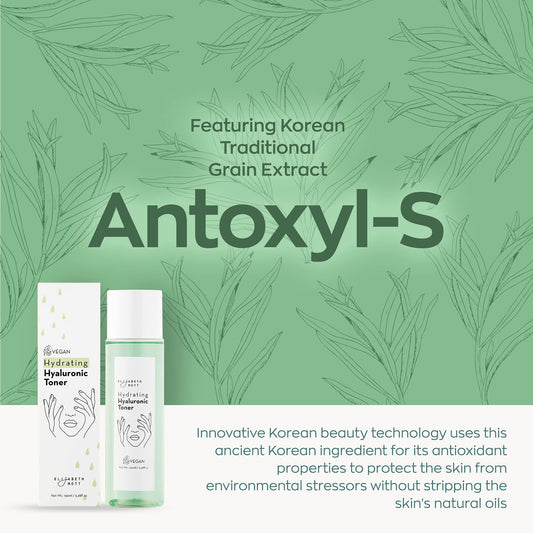 Elizabeth Mott Hydrating Hyaluronic Toner - 2‑in‑1 Serum & Toner Hyaluronic Acid & Antoxyl Extract - Lightweight Korean Skincare for Hydration, Pore Minimizer & Glow – Vegan & Cruelty-Free, 150 ml