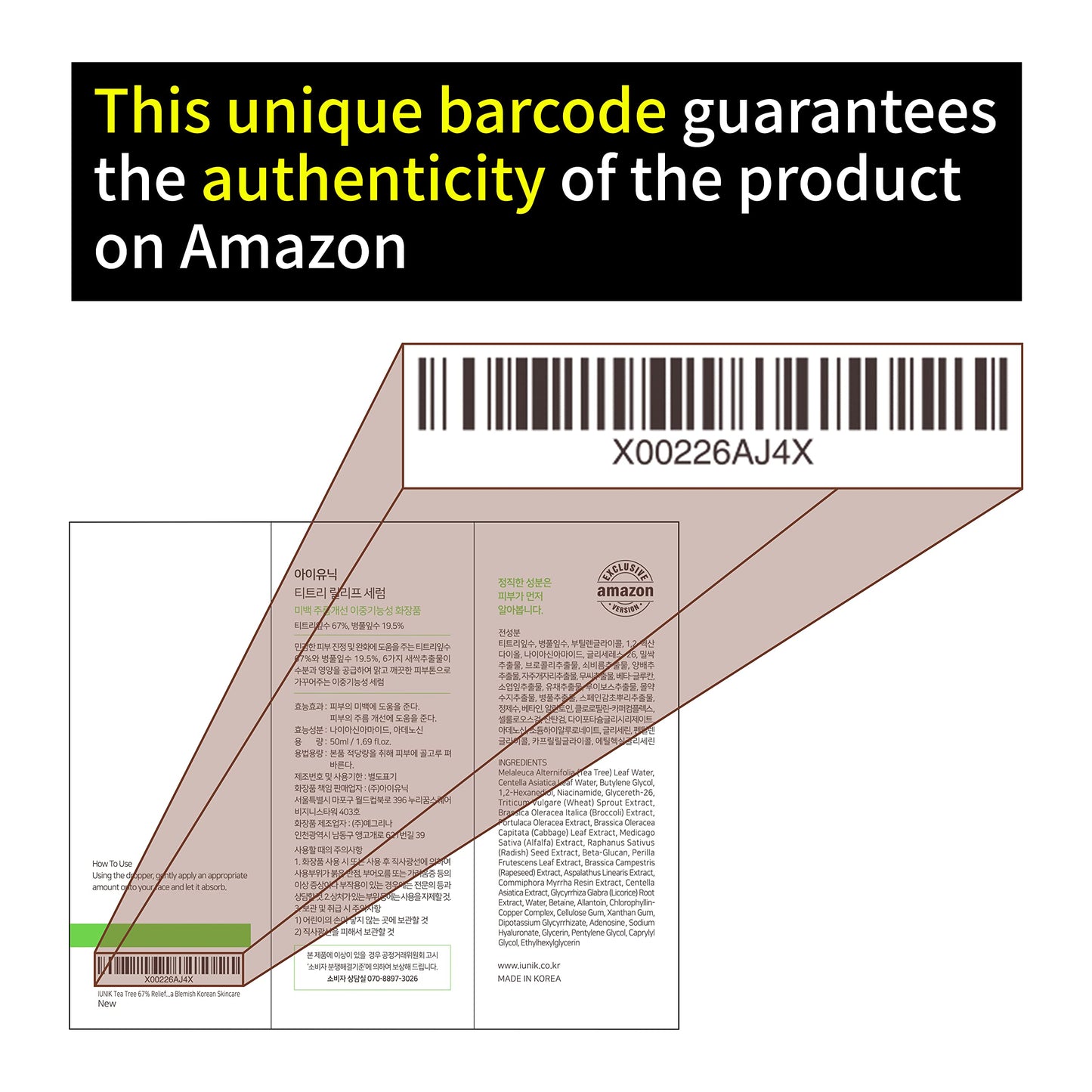 IUNIK Tea Tree Relief Vegan Serum for Acne-Prone Skin – Non-Sticky & Lightweight Facial Ampoule with Centella Asiatica for Soothing, Calming, and Balancing – Korean Skincare