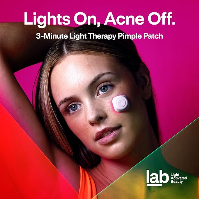 l.a.b Light Therapy Acne Patch, 1-Pack, LED Red and Blue Light Hydrocolloid Acne Patches, Fast Acting 3 Minute Skin Care Pimple Patch Spot Regimen for Zits, Blemishes, 30 Uses