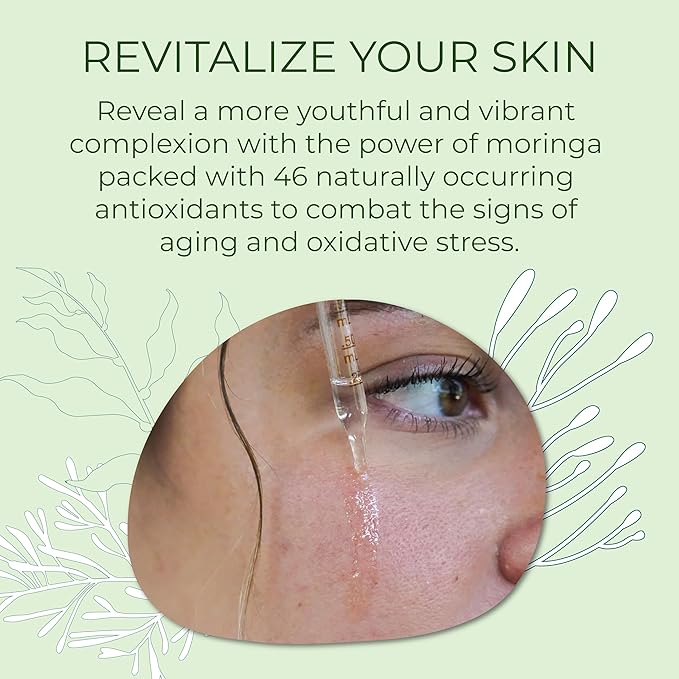 Sea-El Moringa Seed Facial Oil Drops Super Moisturizing Antioxidant-Rich Glow with Sea Kelp & Vitamin E - Daily Face Primer & Replenishing Vegan Skincare for Women & Men - 1 Fl Oz