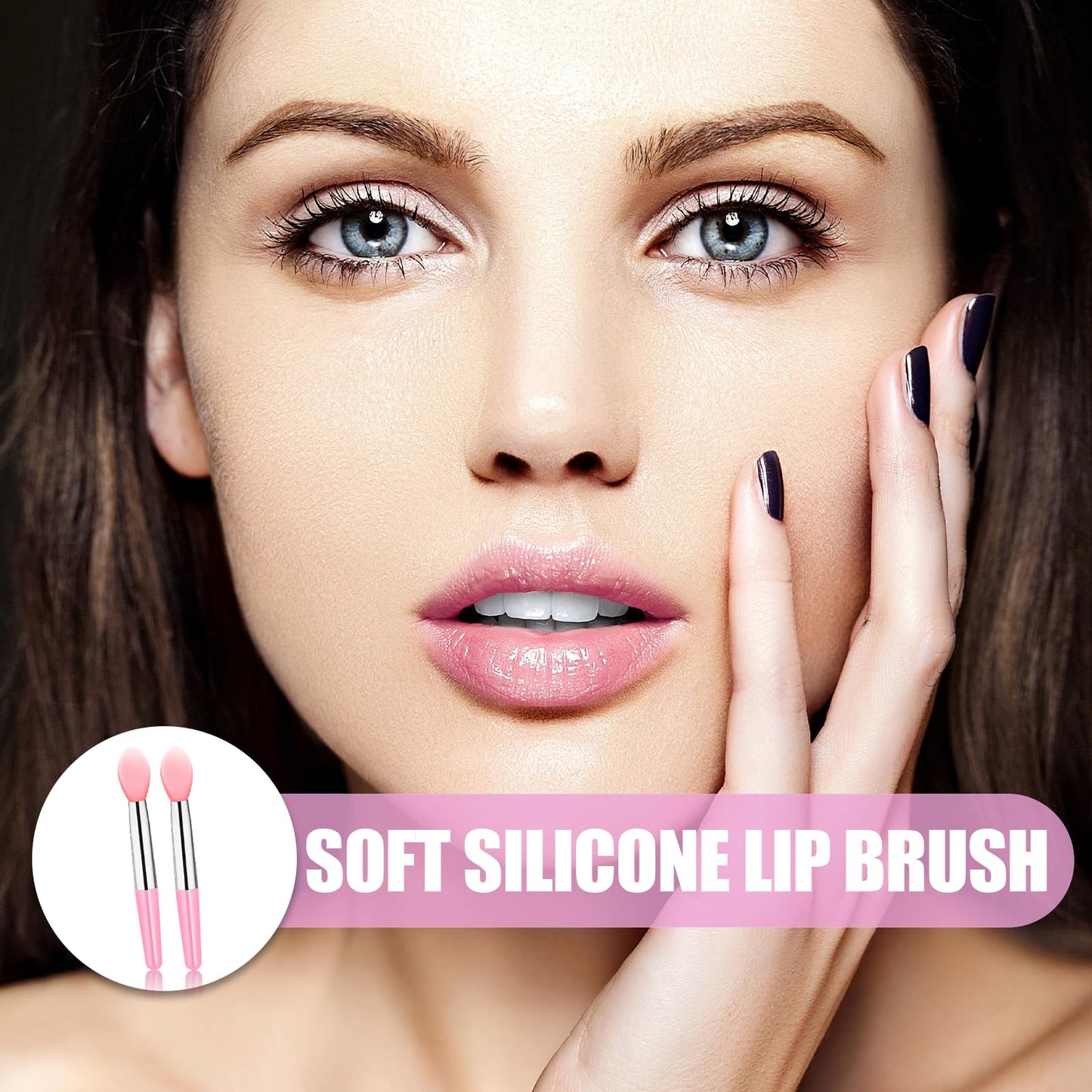 12Pcs Silicone Lip Brush Reusable Lipstick Applicator Wands Brushes Makeup Beauty Lip Mask Applicator for Eyebrow Lipstick Gloss Balm and Other Cream Makeup Products(Pink)